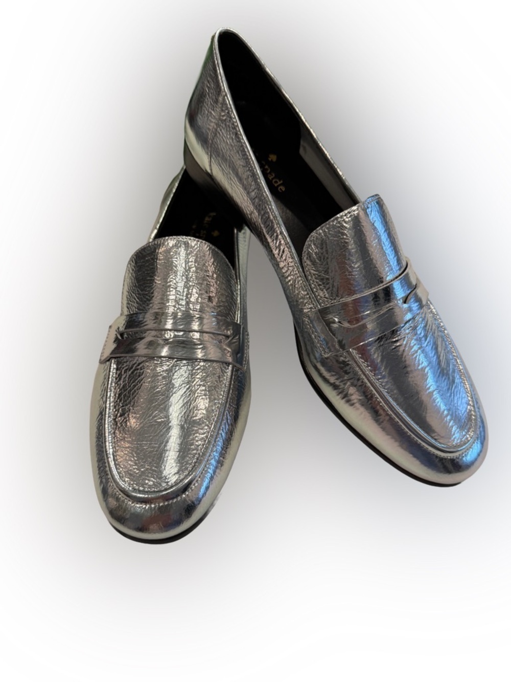 Kate Spade METALLIC SILVER Women's Genevieve Loafers, US 8 M NEW IN BOX